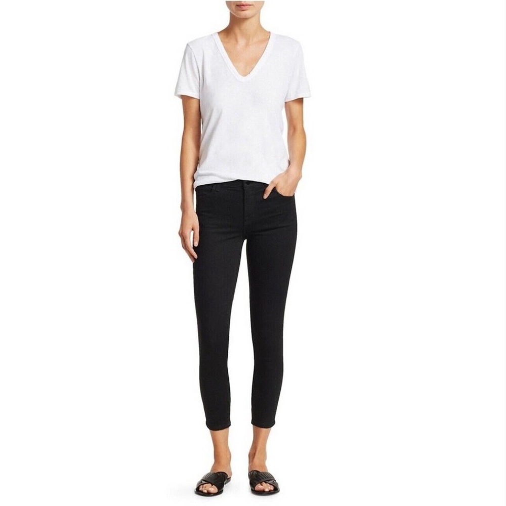J Brand Vanity Black 835 Mid Rise Crop Stretch Skinny Jeans Photo Ready Size 25